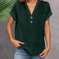 thumbnail image 2 of NinXxx Women's V Neck Short Sleeve Breathable Summer Basic Top Dark Green XXXXXL, 2 of 4