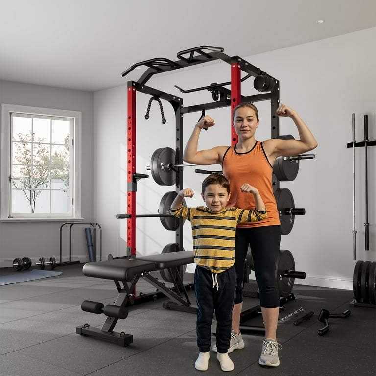 MITONOS Exercise Power Cage with Pull Up Bar,2000LBS Squat Rack