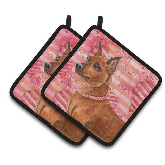 Caroline's Treasures Miniature Pinscher Love Pair of Pot Holders