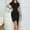 Black, variant on Ayolanni Holiday Dresses for Women 2025 Plus Size Knee-Length Black Solid Short Sleeve Bodycon Dresses Tween Dresses L
