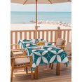 thumbnail image 2 of Outdoor Tablecloth with Umbrella Hole for Patio/Picnic/Party/Camping, Abstract Geometric Waterproof Table Cloth Rectangle Table Cover Washable, Vintage Rhombus Circle Texture Green (54"x 80"), 2 of 8