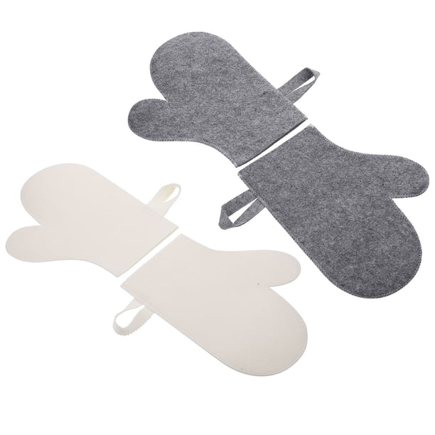unbranded 4Pcs Comfortable Sauna Mittens Water Absorbing Felt Gloves Hand Protection Sauna Accessories