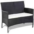 thumbnail image 4 of vidaXL 4 Piece Garden Lounge Set with Cushions Poly Rattan Black, 4 of 5