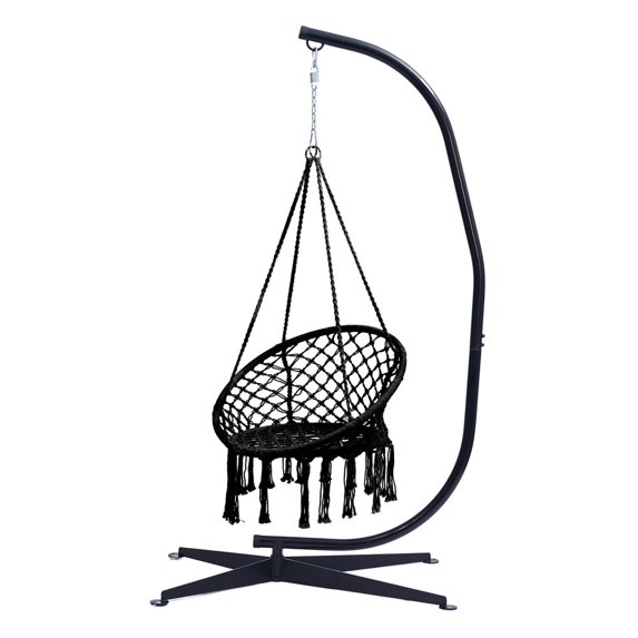 Gzxs Hanging Hammock Chair with Stands, for Indoor & Outdoor, 300 lb Capacity, Black