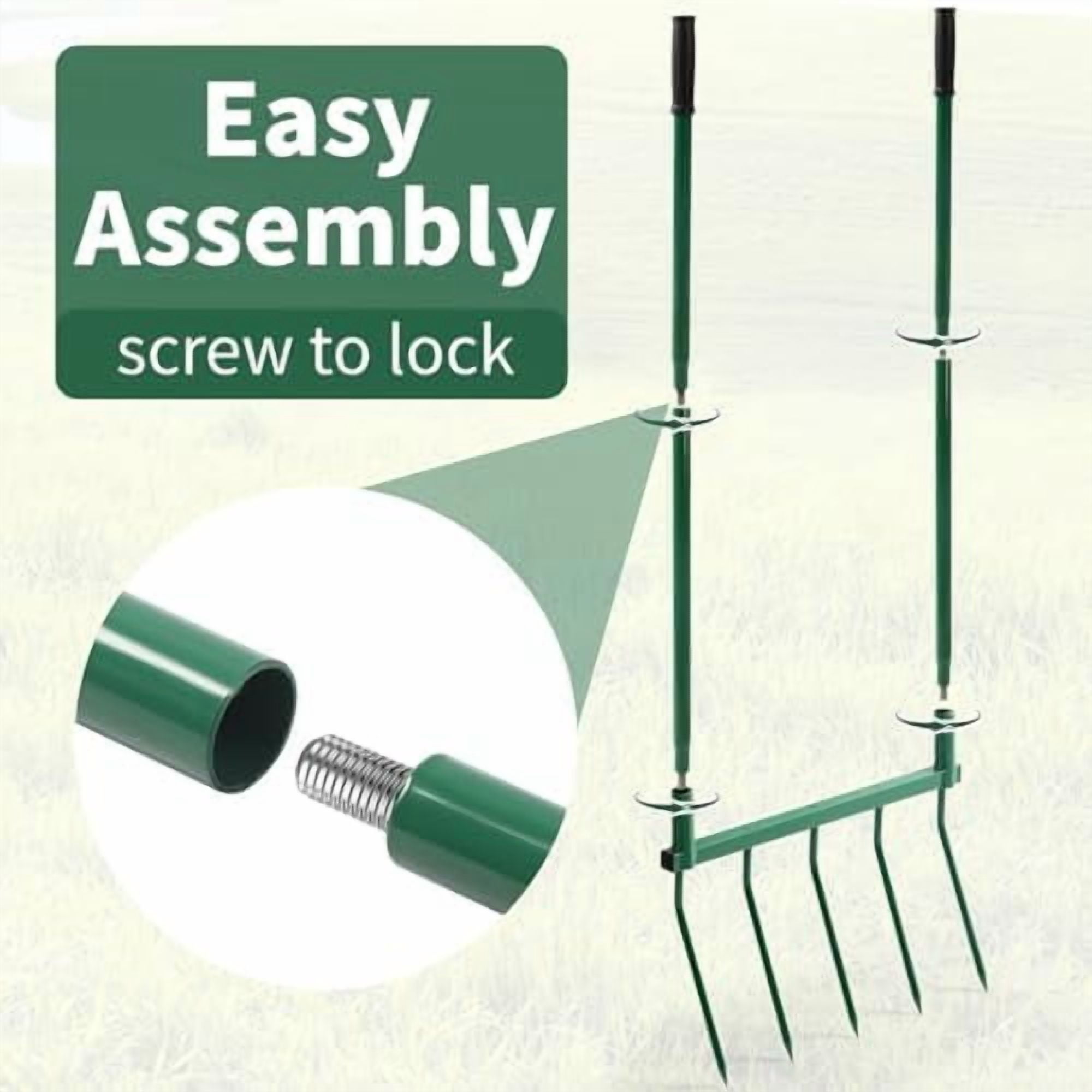 Broadfork Garden Tool with Steel Handle Heavy Duty Five Tines Broad Fork for Gardening Loosening and Aerating Soil, U-Shaped Design Hand Tiller, Compost Turner and Aerator$$Garden & Patio