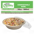 thumbnail image 4 of 100 Count - EcoQuality 32oz Round Disposable Bowls with Dome Lids Natural Sugarcane Bagasse Bamboo Fibers Sturdy Compostable Eco Friendly Environmental Paper Plastic Bowl Alternative Tree Free, 4 of 9