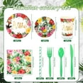 thumbnail image 7 of 133PCS Hawaiian Luau Party Supplies Tropical Dinnerware Set Serves 16, Aloha Plates Napkins Cups Tablecloth Knives Forks Spoons for Birthday Luau Party Decorations, 7 of 7