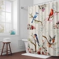 thumbnail image 6 of Vintage Birds Shower Curtain for Bathroom Decor, Retro Floral Flower Branch Rustic Farmhouse Waterproof Fabric Shower Curtain, 72"x72" Set with 12 Hooks, 6 of 9