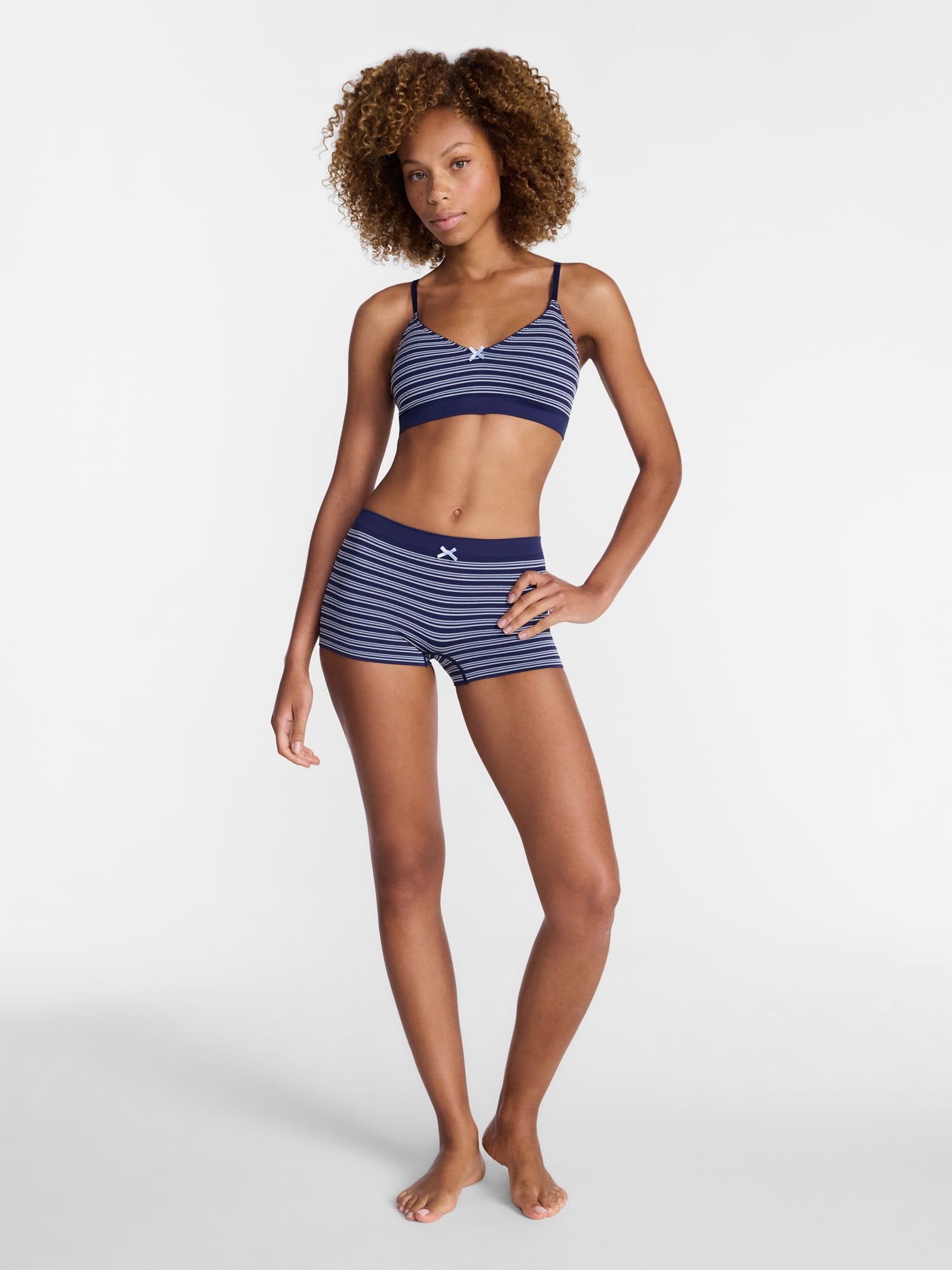 No Boundaries Seamless Triangle Bralette and Boyshorts Set, 2 Piece, Women's XS-XXL