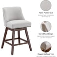 thumbnail image 5 of Swivel Bar Stools Set of 2, 26" Counter Height Bar Stools with Back & Footrest, Upholstered Kitchen Island Chairs with Nailhead Trim for Home Bar, Pub, Dining Room, 5 of 6