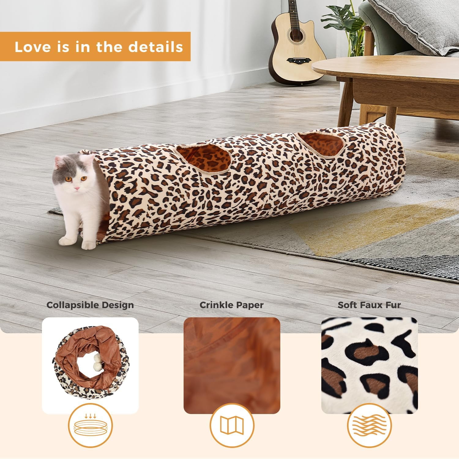 Cat Toys Collapsible Tunnel Dog Tube for Fat Cat,Rabbits,Dogs Length 51" Diameter 12"