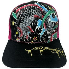 Ed Hardy Cotton Heart Skull Trucker Hat with Rhinestones in
