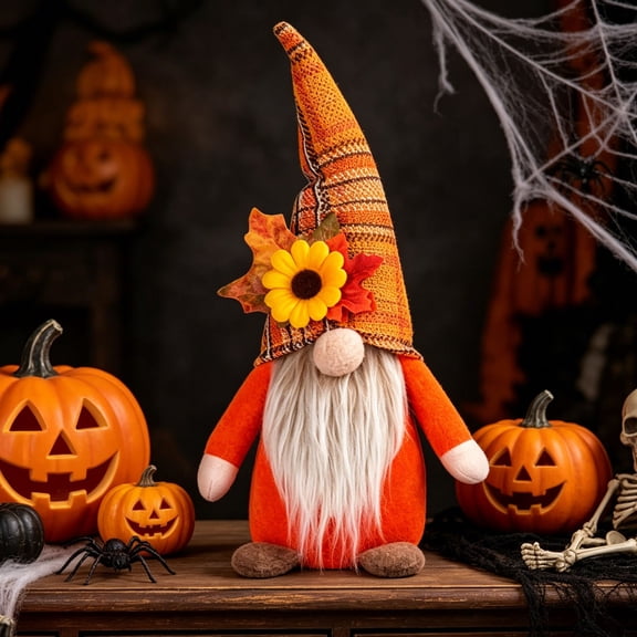 Halloween Sale Clearance!Fall Decorations for Home, Fall Thanksgiving Gnome Decor Faceless Gnome Doll Ornament With Sunflower And Rudolph Handmade Tabletop Figurine For Home Indoor Party Decor