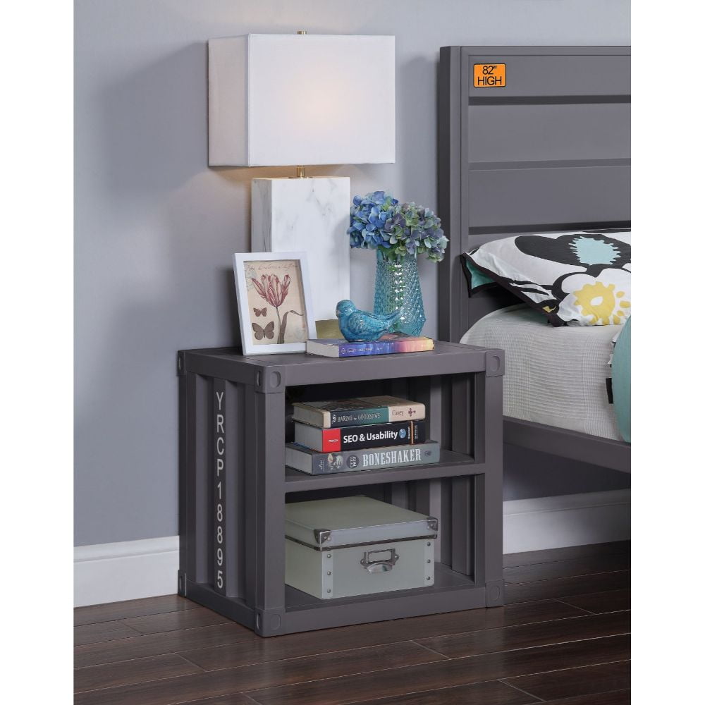 Cargo 20" Gunmetal Metal Frame Nightstand
