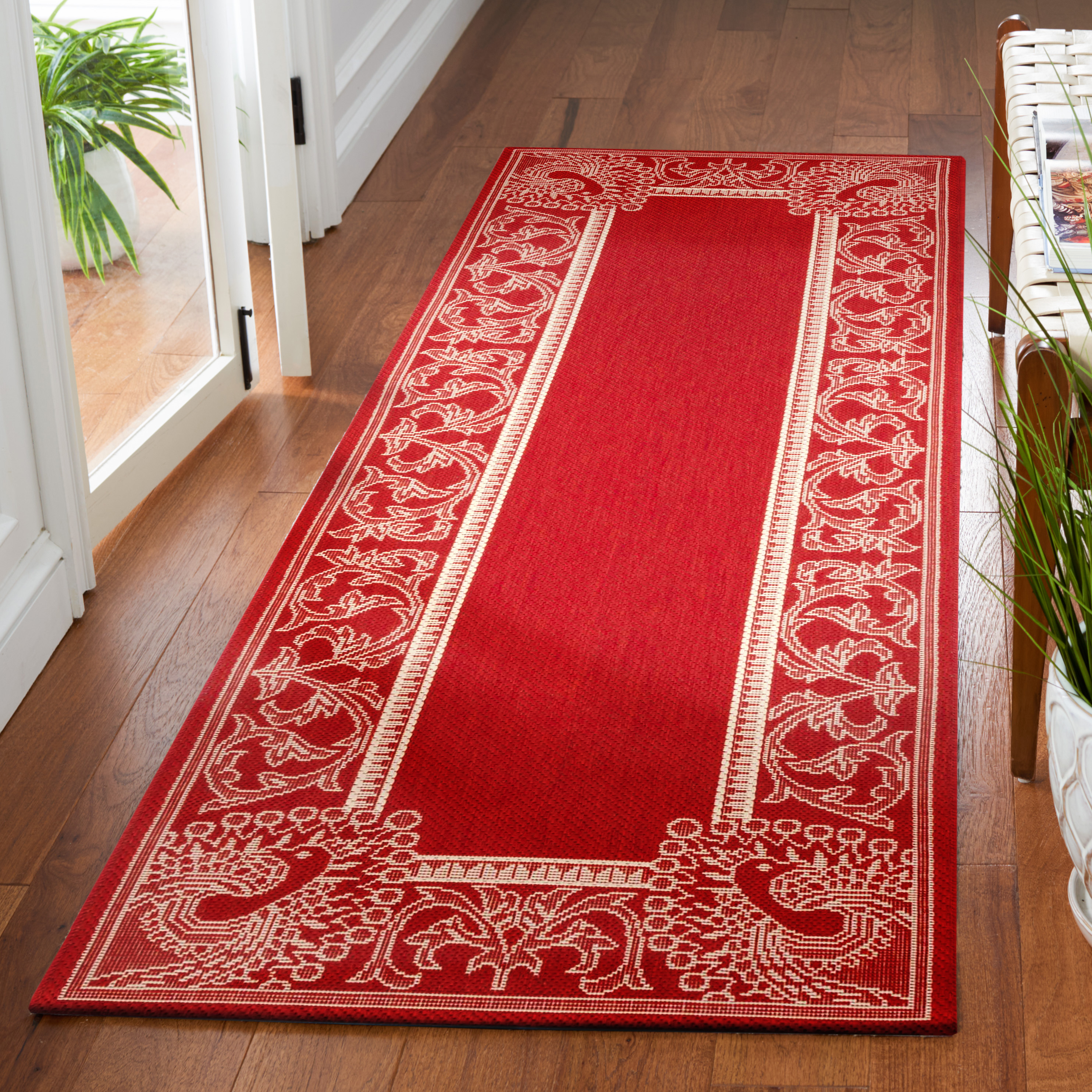 Safavieh Courtyard Cooper Botanical Indoor/Outdoor Runner Rug, Red/Natural, 2'3" x 12'