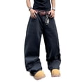 thumbnail image 5 of Mrmall Mens Baggy Jeans Dragon Embroidered Wide-Leg Denim Pants Y2K Hip Hop Streetwear Loose Long Trousers, 5 of 6