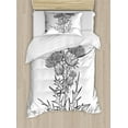 thumbnail image 1 of Botanical Duvet Cover Set Twin Size, Digital Graphics of Thistle or Carduus Plants on a Plain Backdrop, Decorative 2 Piece Bedding Set with 1 Pillow Sham, Charcoal Grey and White, by Ambesonne, 1 of 3