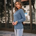 thumbnail image 4 of SUNBS Long Sleeve Shirts for Women Pleated Crew Neck Casual Fall Fashion Tops Loose Fit Clothes, Sizes S-2XL, 4 of 8