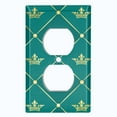 thumbnail image 2 of Metal Light Switch Plate Cover Elegant Yellow Tufted Crown Emerald Damask DAM100, 2 of 13