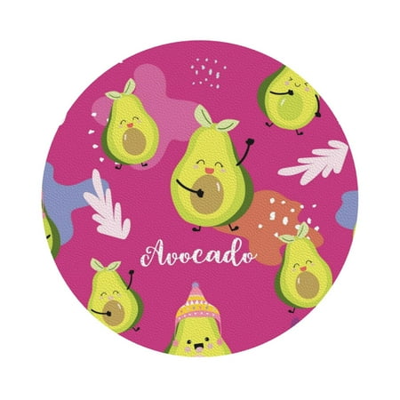 

Qekee Pink Green Avocado Print PU Leather Absorbent Coasters Leather Coasters Set for Cups Drinks 4 Coasters 6 Pcs for Coffee Bar Home Decor Round Shape