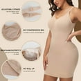thumbnail image 4 of MANIFIQUE Women Shapewear Dress Full Slip Tummy Control Body Shaper V Neck Adjustable Spaghetti Strap, 4 of 6