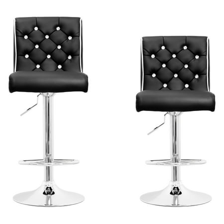 Best Master Furniture Tufted Vinyl with Like-Crystals Adjustable Height Swivel Bar Stool, Set of 2, Black or (Best Tri Bars Review)