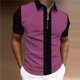 thumbnail image 4 of Camisas de Manga Corta para Hombre, Camisa de Malla con Cremallera de la Mitad de la Solapa Colorblocking, Primavera Verano Casual Top, 4 of 6