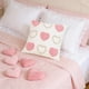 thumbnail image 5 of Funda decorativa para cojines – Cojín bordado de corazones de terciopelo | Acento escandinavo, círculos con penacho, poliéster de textura suave | Multicolor | 17,7x17,7 in, 5 of 6