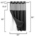 thumbnail image 2 of No Hooks Required Waffle Weave Shower Curtain with Snap in Liner - Stall 54W x 80H,Hotel Grade,Black, 2 of 5