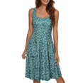 thumbnail image 1 of Gibobby Vestidos para Mujer Vestido de playa estampado con cuello cuadrado sin mangas para mujer de verano en estilo largo Swing(Verde,XL), 1 of 5