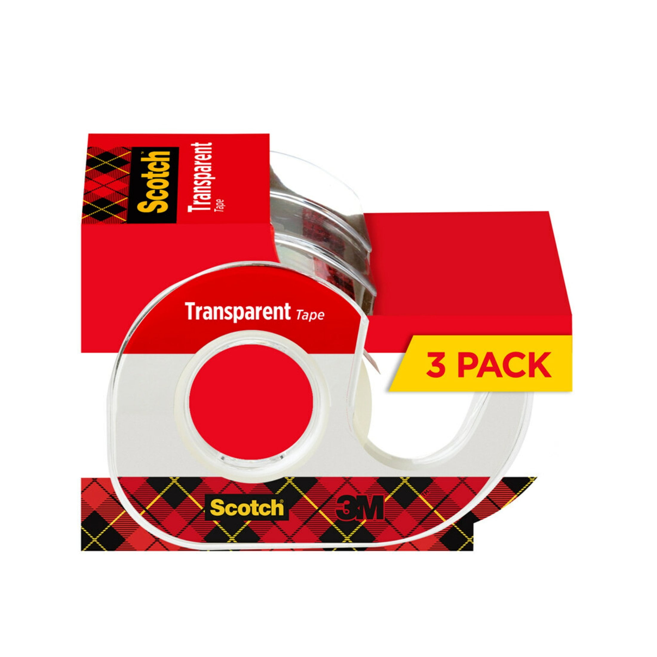 (2 pack) Scotch Transparent Tape Dispenser Tape, Clear, 3/4 in x 300 in, 3 Dispensers