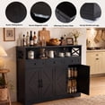 thumbnail image 6 of Poshby 55''W Sideboard Buffet Cabinet with Storage, Charging Station for Kitchen, Living Room, Walnut, 6 of 12