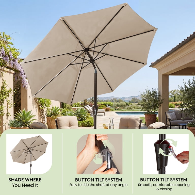fiberglass wind resistant patio umbrellas 10 FT Umbrella | 360 Swivel & Tilt, 8 Ribs, Cross Base quality fabric blocks harmful UV rays and resists water NAPWANT 9ft Patio Umbrella with