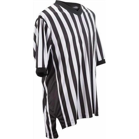 Smitty BKS201 Men's Performance Mesh V-Neck Basketball Referee Shirt with Black Side Panel (Large)
