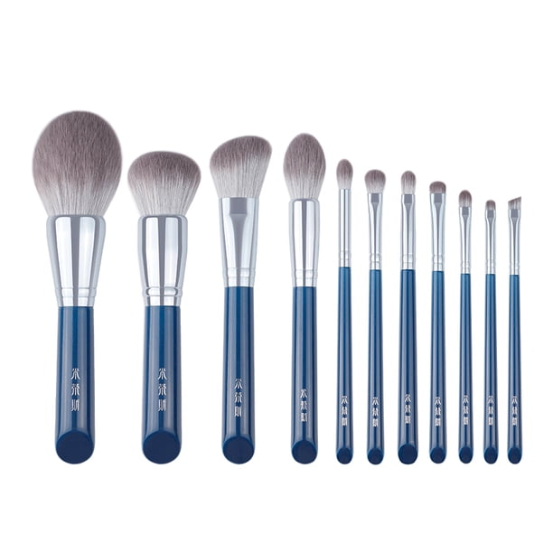 MyDestiny Azure Blue-Juego de brochas de maquillaje, 11 piezas, fibra supersuave, alta calidad, base para cara y ojos, sombra de ojos en polvo