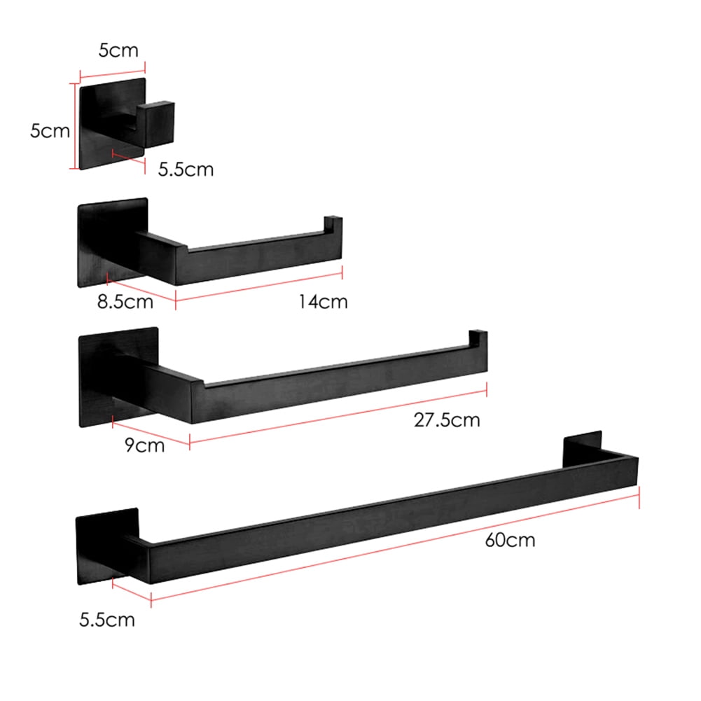 Towel Rack Set, Towel Bar Holder Rack Robe Hook Tissue, Matte Black