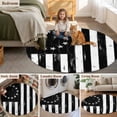 thumbnail image 6 of Independence Day Round Living Room Rugs 8 ft, Watercolor U. S. Flag Metal Star Black White Stripes Large Area Rug with Non-Slip Sturdy Edge Binding Round Carpet for Dining Room Kitchen Office, 6 of 9