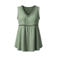 thumbnail image 6 of Sokhug Women's Sleeveless V Neck Cotton Blend Tank Top Crochet Lace Trim Casual Loose Fit Summer Solid Color Blouse, 6 of 7