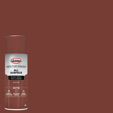 Glidden Master Finish 12 oz. Satin Brick Red Interior/Exterior All Surface Spray Paint and Primer