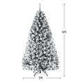 thumbnail image 2 of Costway 6ft Premium Snow Flocked Hinged Artificial Christmas Tree Unlit w/ Metal Stand, 2 of 9