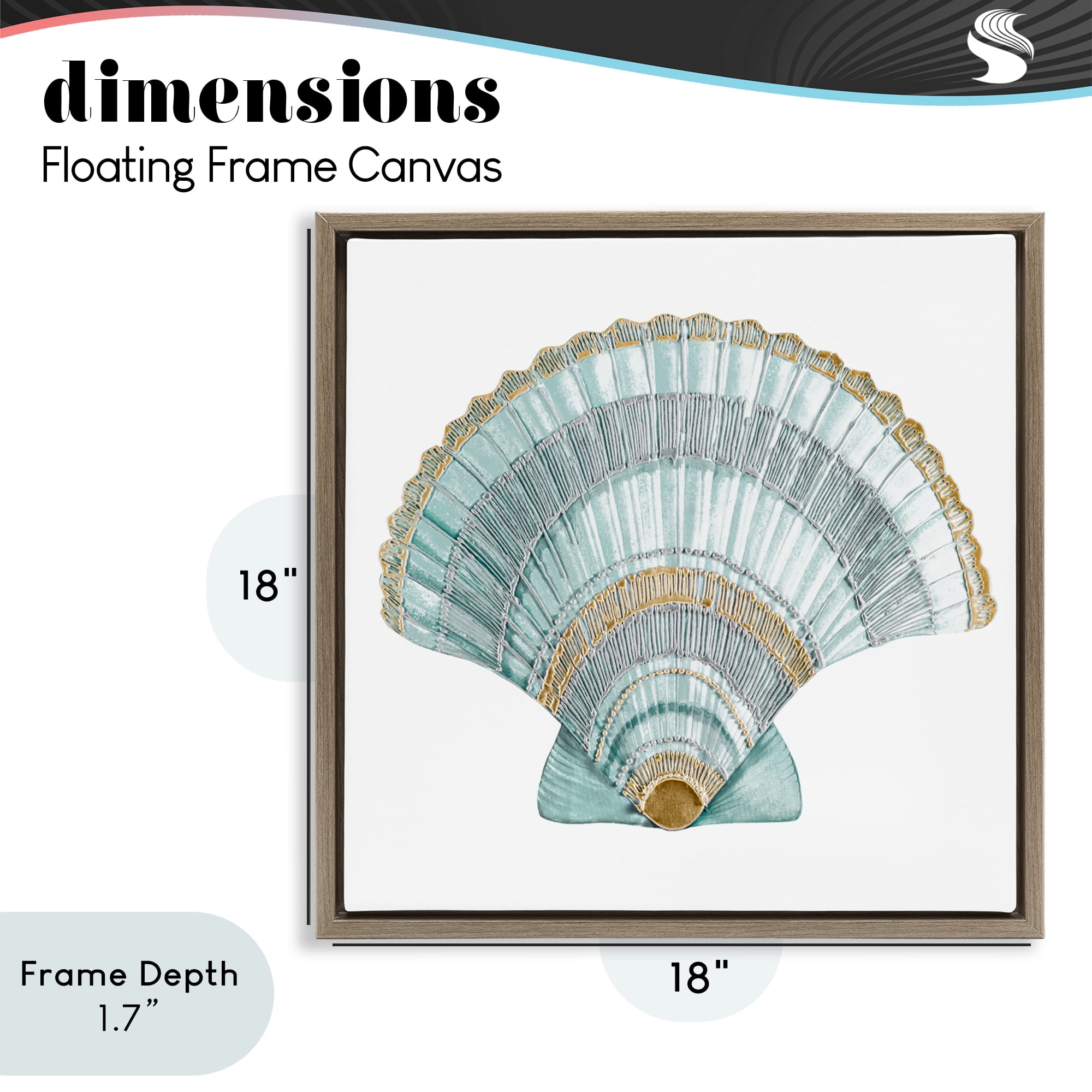 Stupell Industries Regal Shells Scallop Brown Framed Floater Canvas Wall Art, design by Lorenzo Collective