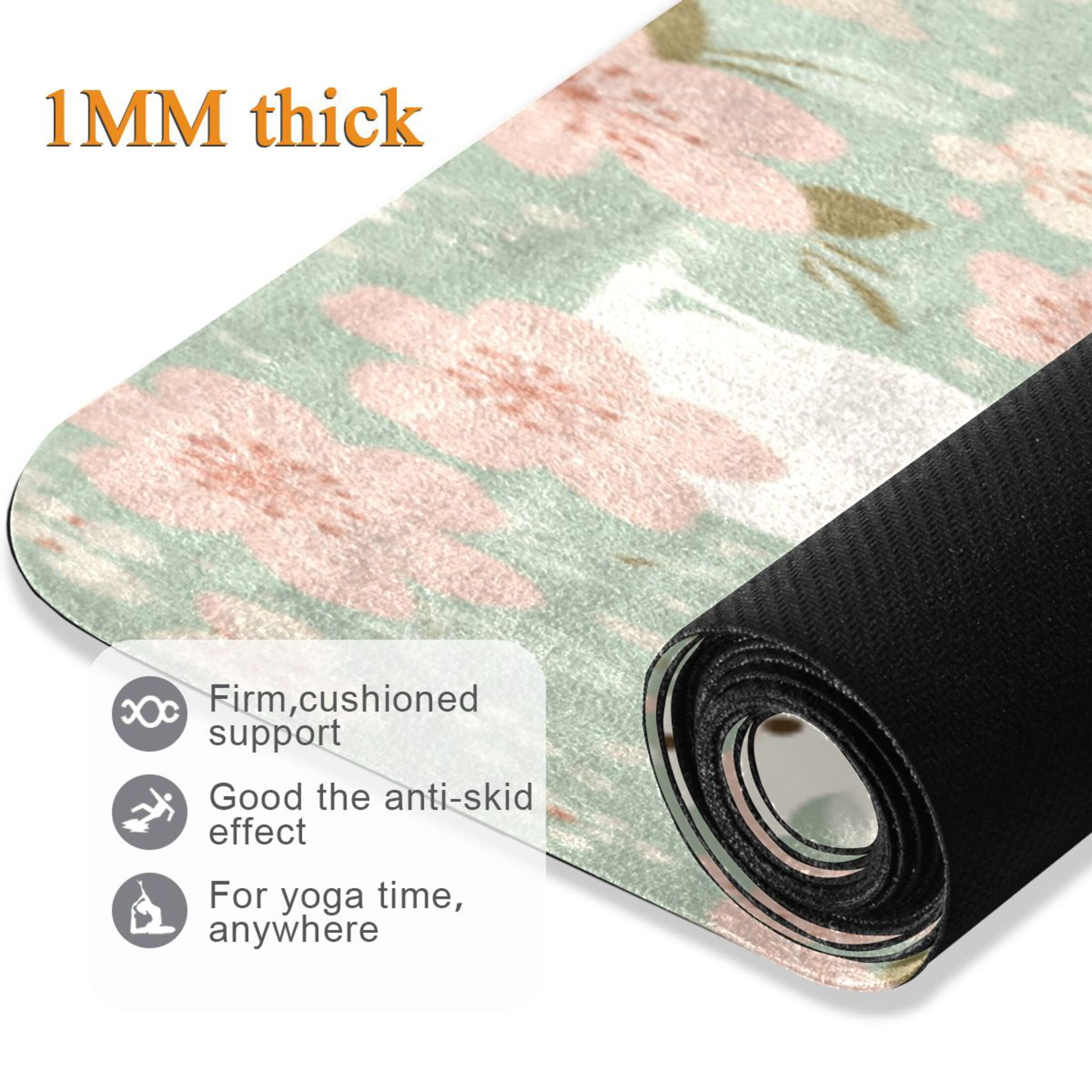 BZSMCE Yoga Mat Women Fitness Mat Blossom Bunny Garden Pattern