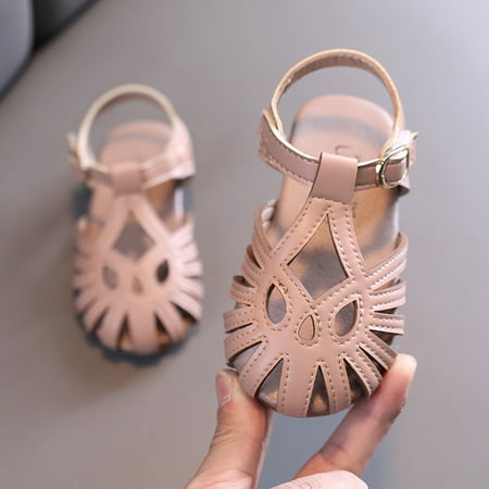 

TALKVE Fashion Solid Soft Sole Summer Color Girls Sandals Toe Cap Hollow Girl s shoes