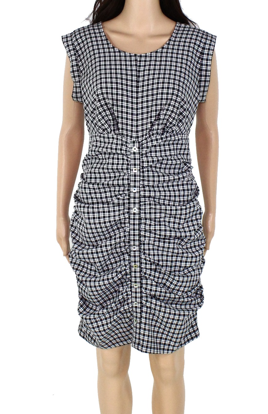 Code X Mode Dresses Womens Dress Small Ruched Button Plaid Sheath S