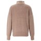 thumbnail image 2 of Gibobby Temperamento Suelto Top Suéter de punto con cuello para mujer, suéter de yardas grandes, suéter de punto con bloqueo de Color a rayas de moda, suéter de solapa con cremallera(Beige, M), 2 of 5