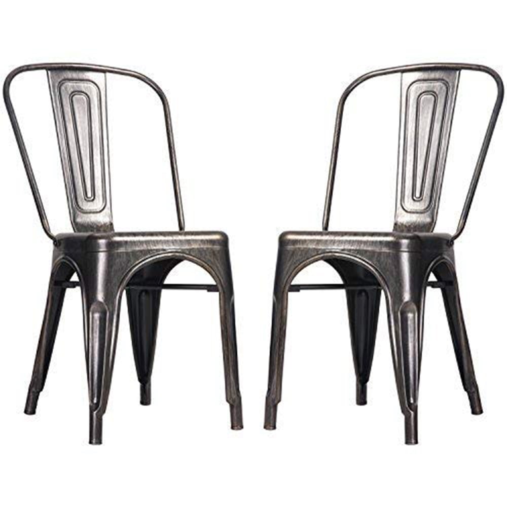 Kepooman Vintage Metal Bar Stools Set of 2, Rustic Industrial Stackable High Backrest Indoor/Outdoor Chairs, Counter Stools for Home Kitchen Cafe Bar, Golden Black Kepooman Vintage Metal Bar Stools Set of 2, Rustic Industrial Stackable High Backrest Indoor/Outdoor Chairs, Counter Stools for Home Kitchen Cafe Bar, Golden Black