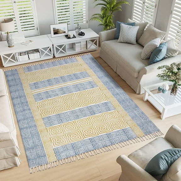 Casavani Living Room Décor Kitchen Area Rug, Yellow 2x3 feet