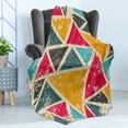 thumbnail image 4 of Retro Soft Flannel Fleece Throw Blanket, Funk Art Abstract Geometric Grunge Triangles Murky Graphic Design, Cozy Plush for Indoor and Outdoor Use, 60" x 80", Multicolor, by Ambesonne, 4 of 5