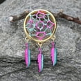 thumbnail image 2 of A Pair of Golden Dreamcatcher Feather Dangle Steel Ear Gauge Plug, 2 of 3