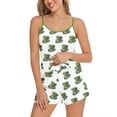 thumbnail image 2 of Babcutegg Womens Nightwear Lightweight Short Sleeve and Shorts Set Elastic Waist Comfortable and Breathable Graphic Summer Sleepwear for Women Green Size XL, 2 of 4